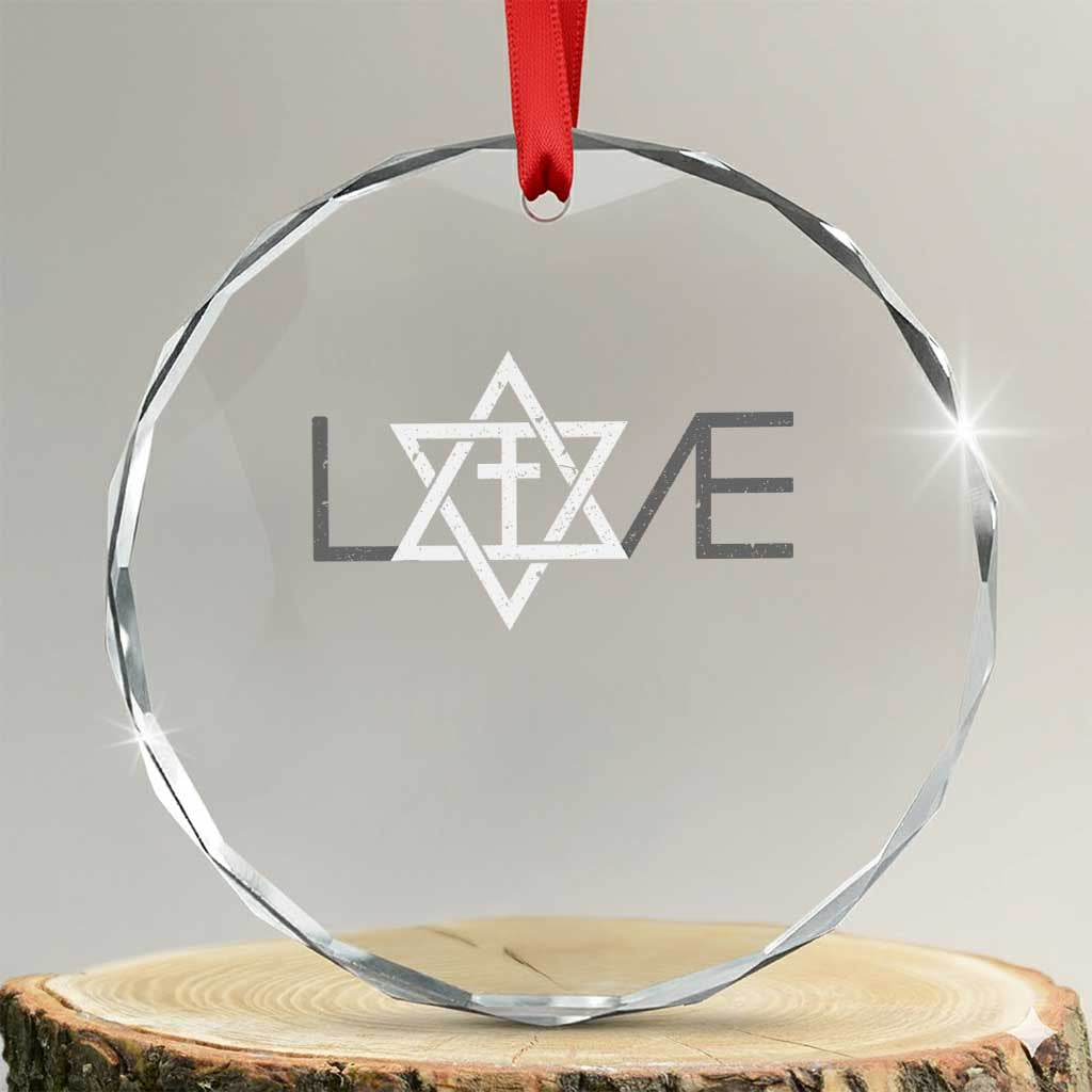 Love Jewish Messianic Christian Cross Star Of David Crystal Glass Ornament - Wonder Print Shop
