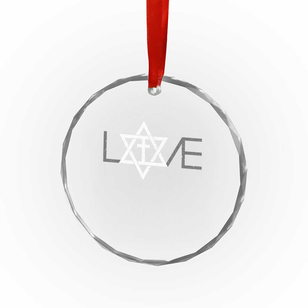 Love Jewish Messianic Christian Cross Star Of David Crystal Glass Ornament - Wonder Print Shop