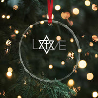 Love Jewish Messianic Christian Cross Star Of David Crystal Glass Ornament - Wonder Print Shop