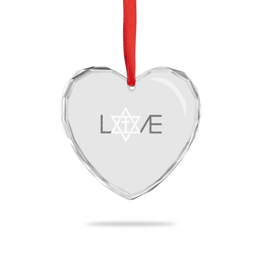 Love Jewish Messianic Christian Cross Star Of David Heart Crystal Glass Ornament - Wonder Print Shop