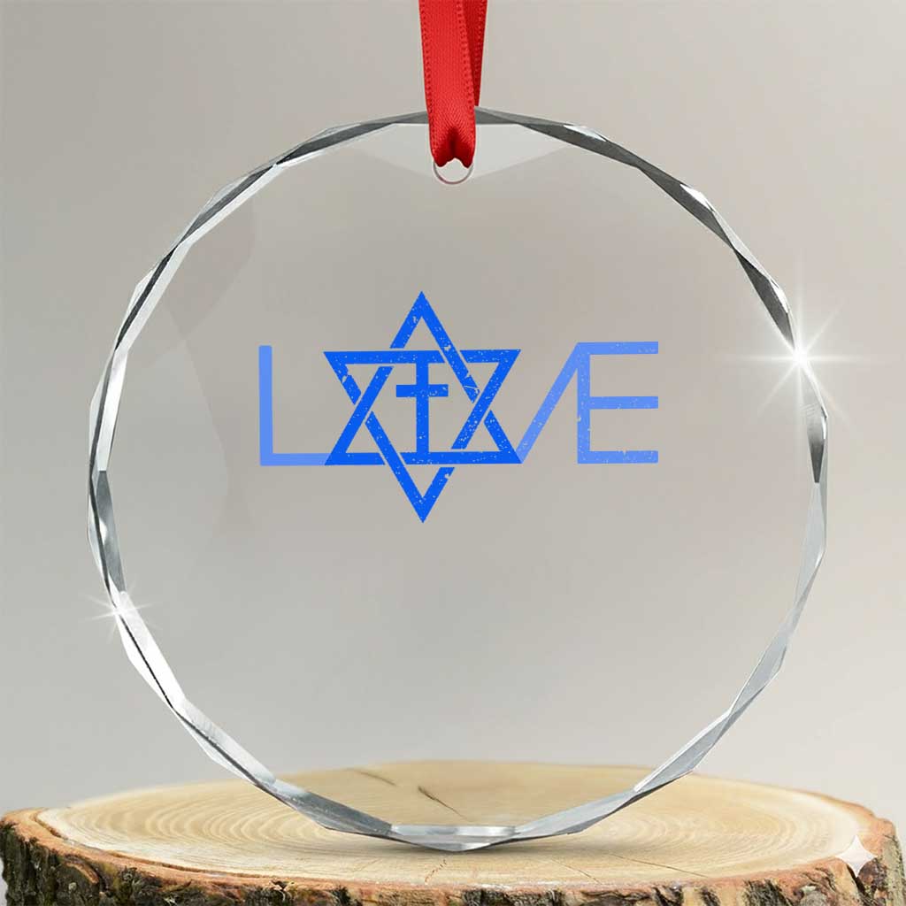 Love Jewish Messianic Cross Star Of David Crystal Glass Ornament - Wonder Print Shop