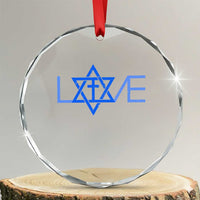 Love Jewish Messianic Cross Star Of David Crystal Glass Ornament - Wonder Print Shop