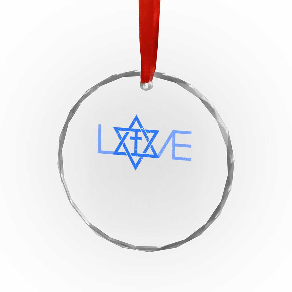 Love Jewish Messianic Cross Star Of David Crystal Glass Ornament - Wonder Print Shop