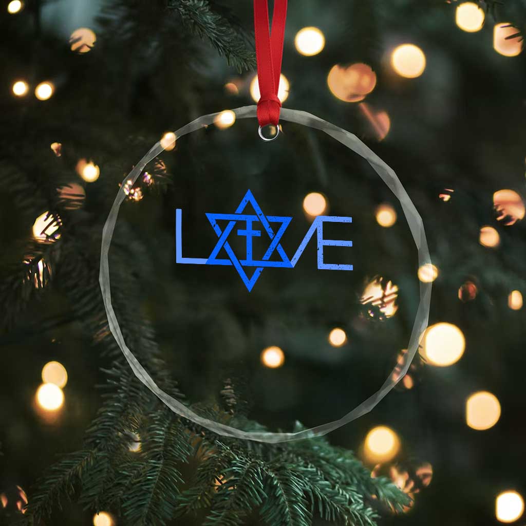 Love Jewish Messianic Cross Star Of David Crystal Glass Ornament - Wonder Print Shop