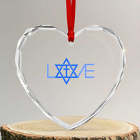Love Jewish Messianic Cross Star Of David Heart Crystal Glass Ornament - Wonder Print Shop