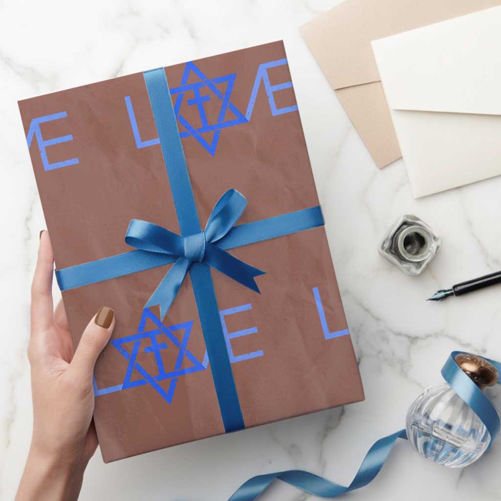 Love Jewish Messianic Cross Star Of David Wrapping Paper Roll - Wonder Print Shop