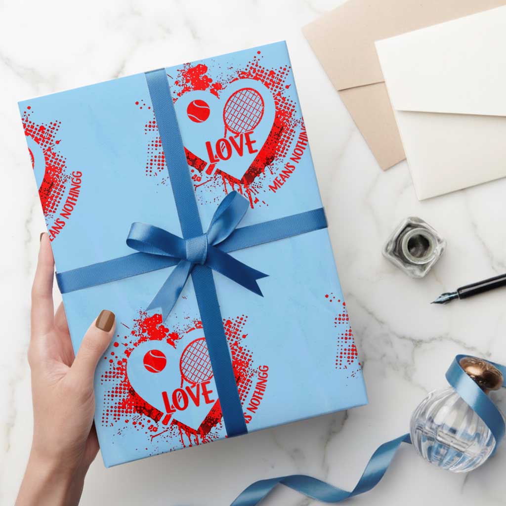 Love Means Nothing To A Tennis Player Wrapping Paper Roll Valentines Day Gift - Wonder Print Shop
