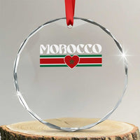 Love Morocco Retro Stripe Graphic Crystal Glass Ornament Maroc Moroccan Flag Heart