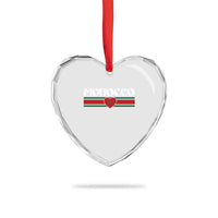Love Morocco Retro Stripe Graphic Heart Crystal Glass Ornament Maroc Moroccan Flag Heart