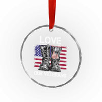 Love Our Veterans Crystal Glass Ornament American Flag Military Supportive Veterans Day - Wonder Print Shop