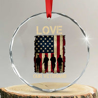Love Our Veterans Crystal Glass Ornament US Veterans Day Proud Military Family US Flag - Wonder Print Shop