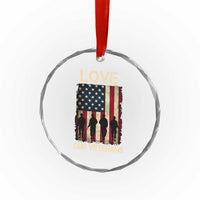 Love Our Veterans Crystal Glass Ornament US Veterans Day Proud Military Family US Flag - Wonder Print Shop