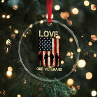 Love Our Veterans Crystal Glass Ornament US Veterans Day Proud Military Family US Flag - Wonder Print Shop