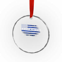 Love Our Veterans Crystal Glass Ornament Veterans Day Grunge American Flag - Wonder Print Shop