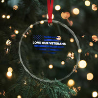 Love Our Veterans Crystal Glass Ornament Veterans Day Grunge American Flag - Wonder Print Shop