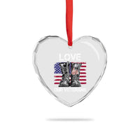 Love Our Veterans Heart Crystal Glass Ornament American Flag Military Supportive Veterans Day - Wonder Print Shop