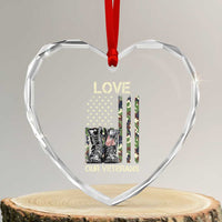 Love Our Veterans Heart Crystal Glass Ornament Camo American Flag Military Supportive Veterans Day - Wonder Print Shop