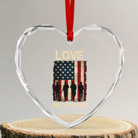 Love Our Veterans Heart Crystal Glass Ornament US Veterans Day Proud Military Family US Flag - Wonder Print Shop