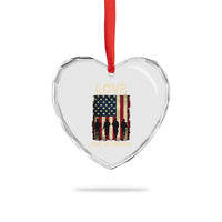 Love Our Veterans Heart Crystal Glass Ornament US Veterans Day Proud Military Family US Flag - Wonder Print Shop