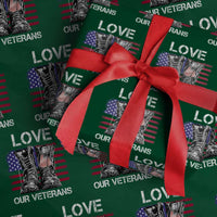 Love Our Veterans Wrapping Paper Roll American Flag Military Supportive Veterans Day - Wonder Print Shop