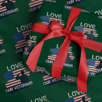 Love Our Veterans Wrapping Paper Roll Veterans Day Military Appreciation US Flag - Wonder Print Shop