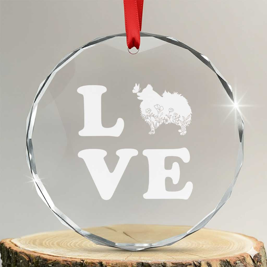 Love Pomeranian Crystal Glass Ornament Cute Pom Dog Lover Gift