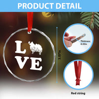 Love Pomeranian Crystal Glass Ornament Cute Pom Dog Lover Gift