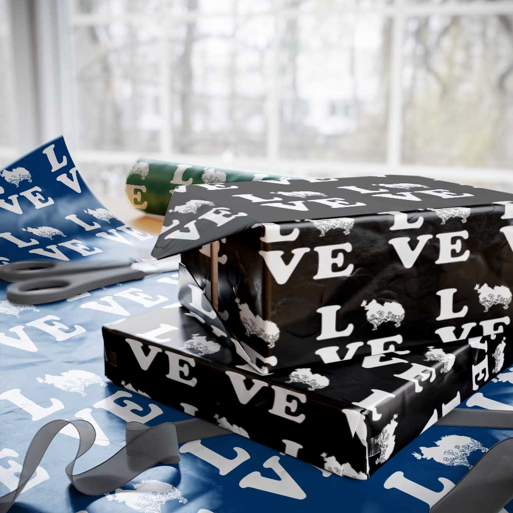 Love Pomeranian Wrapping Paper Roll Cute Pom Dog Lover Gift