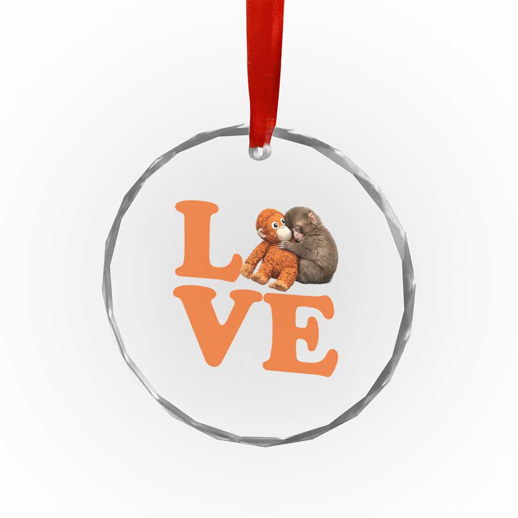 Love Punch the Baby Monkey Crystal Glass Ornament Cute Hugging Plush Toy Viral Friendship