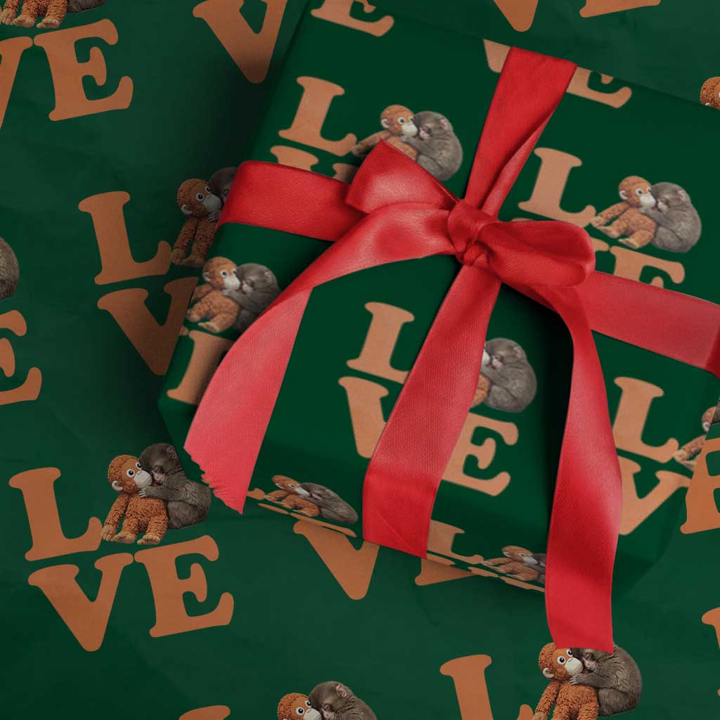 Love Punch the Baby Monkey Wrapping Paper Roll Cute Hugging Plush Toy Viral Friendship