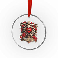 Love Runs Through My Bones Crystal Glass Ornament Funny Skeleton Soccer Player Gift