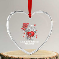 Love Runs Through My Bones Heart Crystal Glass Ornament Funny Skeleton Soccer Gift