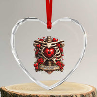 Love Runs Through My Bones Heart Crystal Glass Ornament Funny Skeleton Soccer Player Gift