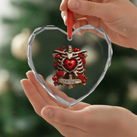 Love Runs Through My Bones Heart Crystal Glass Ornament Funny Skeleton Soccer Player Gift