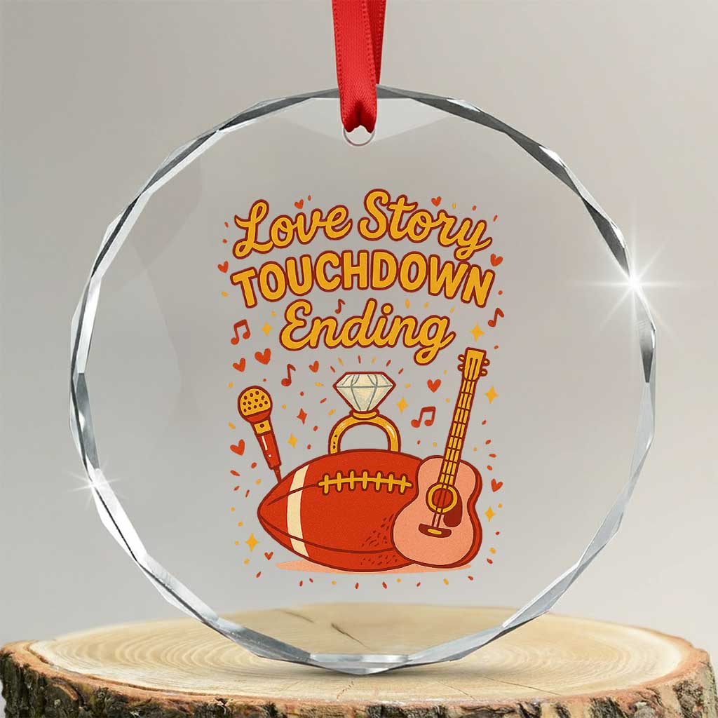 Love Story Touchdown Ending Crystal Glass Ornament Football And Music Engagement TS02
