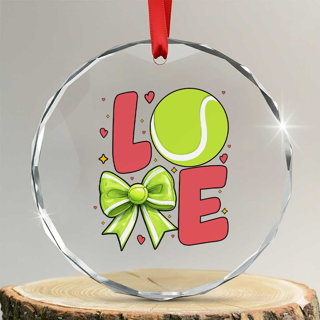 Love With A Tennis Ball Crystal Glass Ornament Valentines Day Gift - Wonder Print Shop