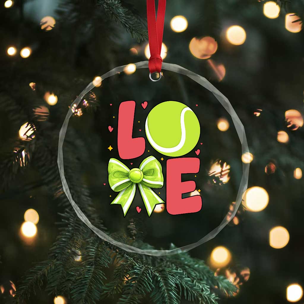 Love With A Tennis Ball Crystal Glass Ornament Valentines Day Gift - Wonder Print Shop