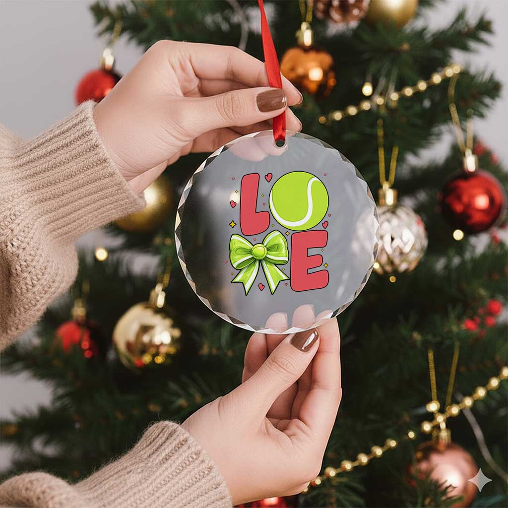 Love With A Tennis Ball Crystal Glass Ornament Valentines Day Gift - Wonder Print Shop
