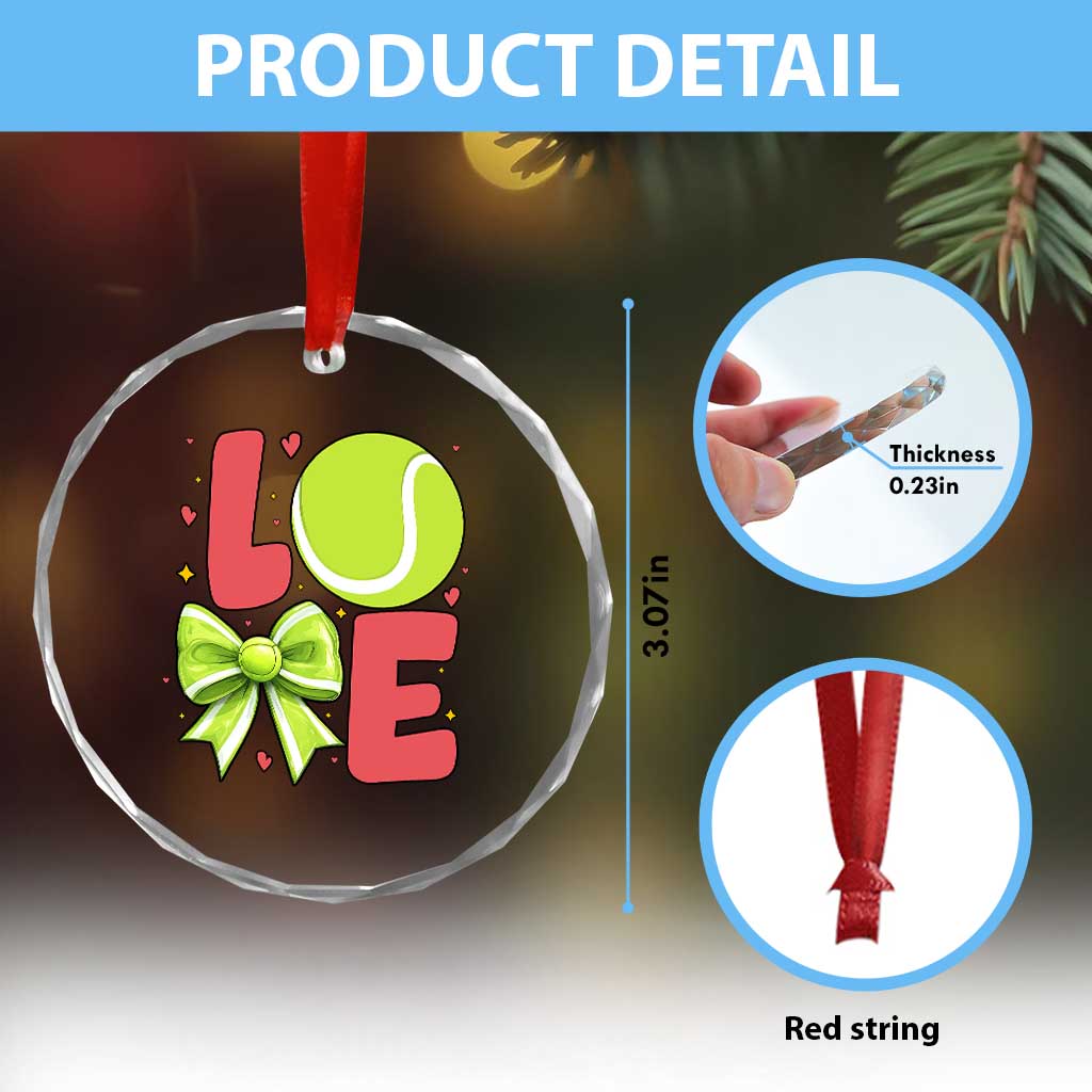 Love With A Tennis Ball Crystal Glass Ornament Valentines Day Gift - Wonder Print Shop