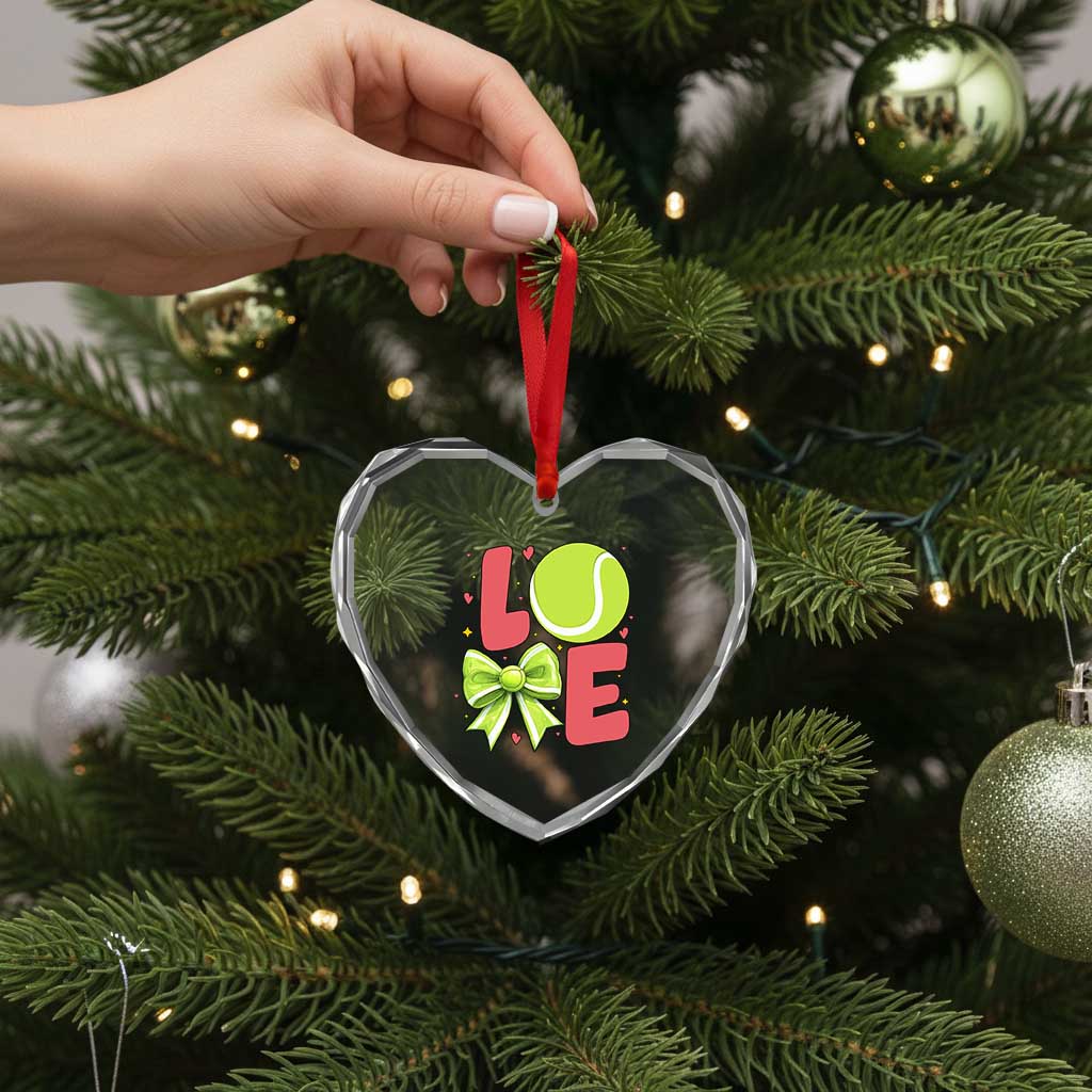 Love With A Tennis Ball Heart Crystal Glass Ornament Valentines Day Gift - Wonder Print Shop