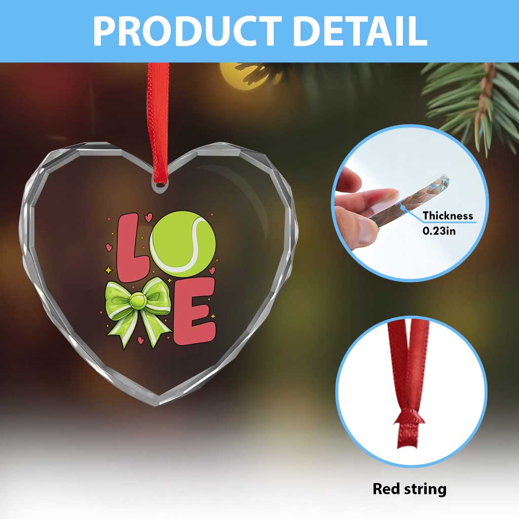 Love With A Tennis Ball Heart Crystal Glass Ornament Valentines Day Gift - Wonder Print Shop