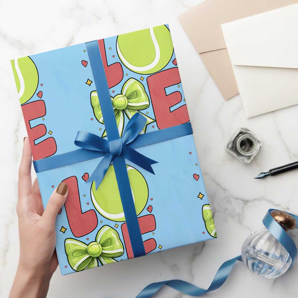 Love With A Tennis Ball Wrapping Paper Roll Valentines Day Gift - Wonder Print Shop