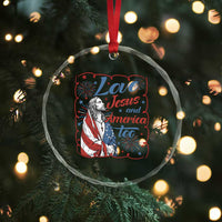 Loves Jesus and America Too Crystal Glass Ornament Patriotic Christian Jesus 4th of July