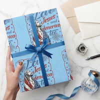 Loves Jesus and America Too Wrapping Paper Roll Patriotic Christian Jesus 4th of July