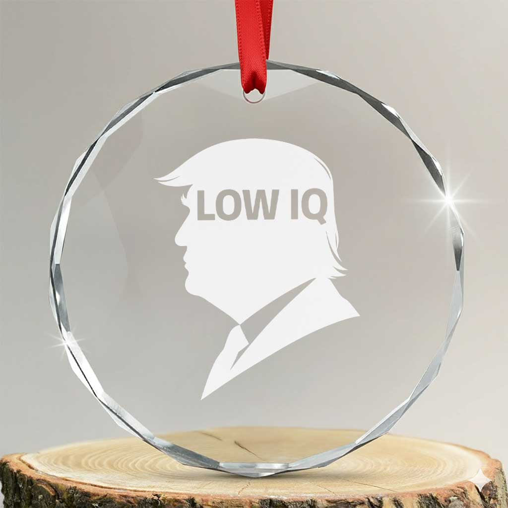 Low IQ Political Silhouette Profile Humor Crystal Glass Ornament Satirical Politics Subtle Hate