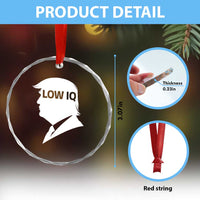 Low IQ Political Silhouette Profile Humor Crystal Glass Ornament Satirical Politics Subtle Hate