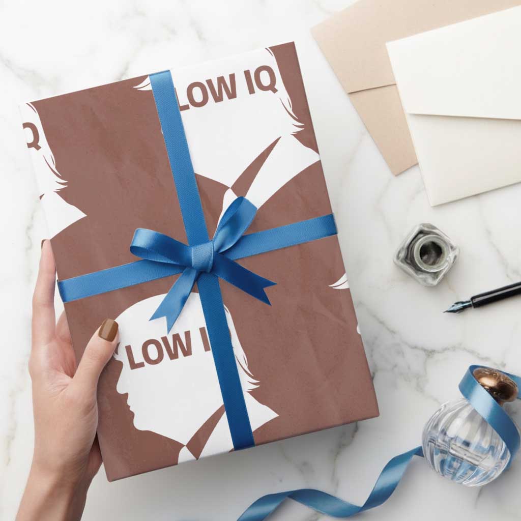 Low IQ Political Silhouette Profile Humor Wrapping Paper Roll Satirical Politics Subtle Hate
