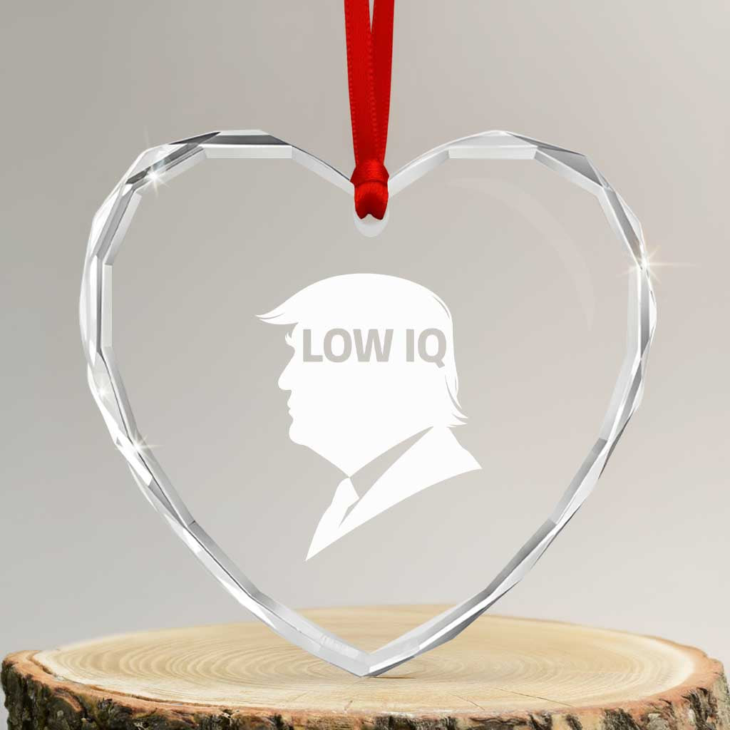 Low IQ Political Silhouette Profile Humor Heart Crystal Glass Ornament Satirical Politics Subtle Hate