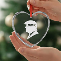 Low IQ Political Silhouette Profile Humor Heart Crystal Glass Ornament Satirical Politics Subtle Hate