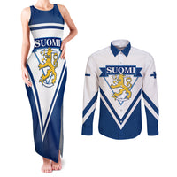 Finland Hockey 2024 Couples Matching Tank Maxi Dress and Long Sleeve Button Shirt Come on Leijonat - Wonder Print Shop